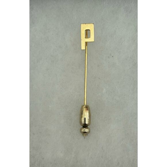 Vtg Gold Tone Letter P Stick Pin - Picture 1 of 2